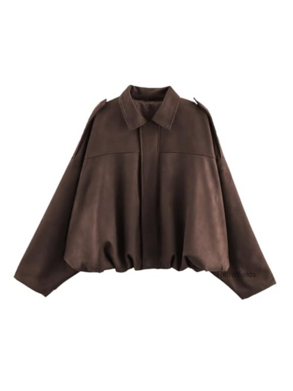 Faux Suede Bomber Jacket Zip Up Cropped Casual Streetwear